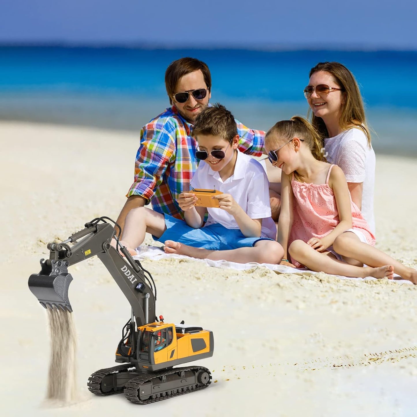 DDAI Excavadora de juguete con control remoto para niños de 8 a 12...