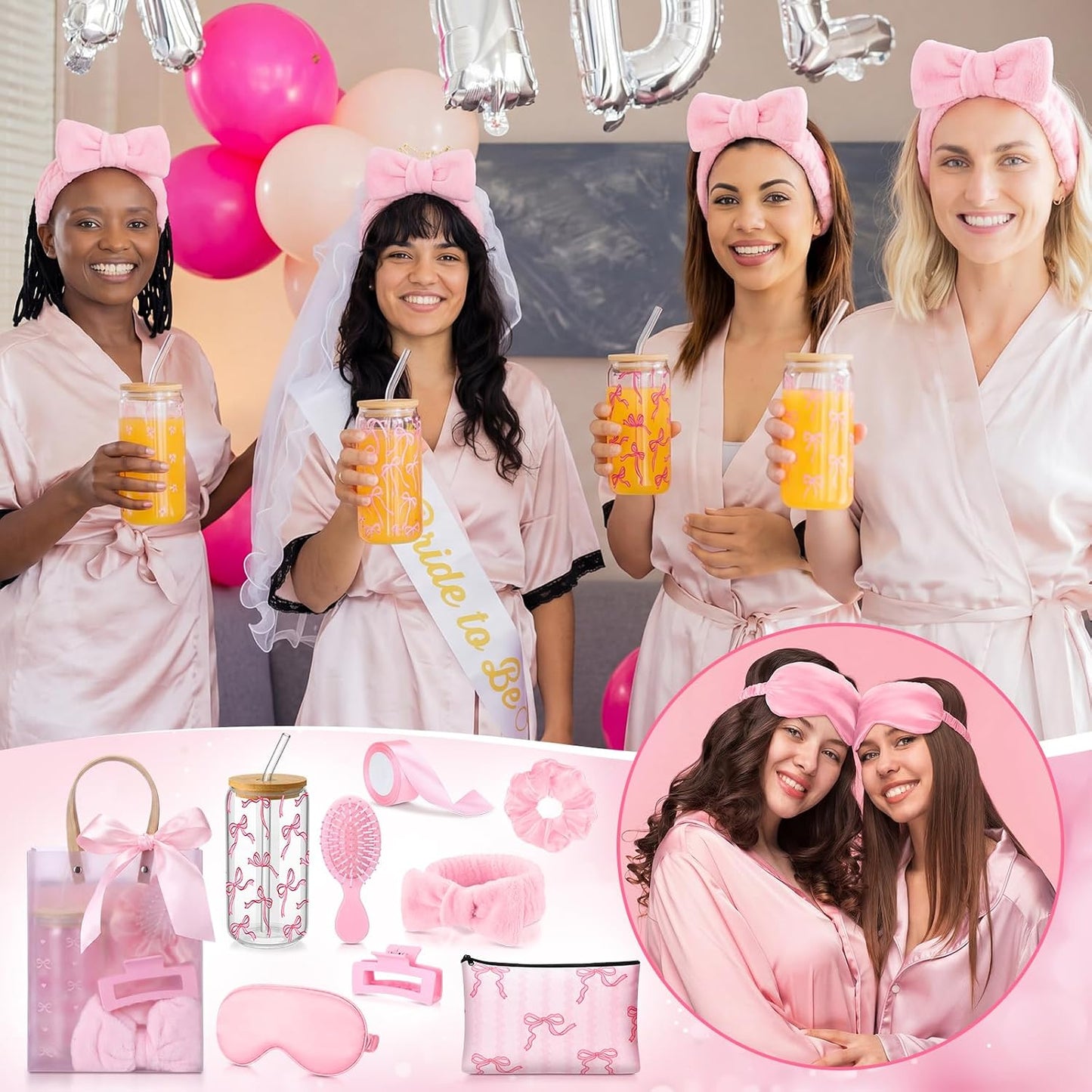 Mifoci 50 unidades de regalos de cumpleaños con lazo rosa para adol...