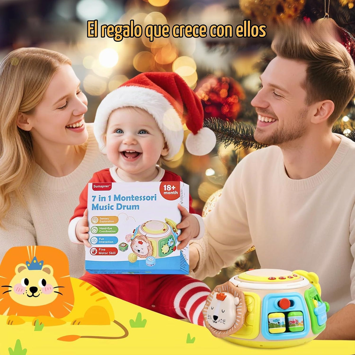 Cubo de Actividades 7 en 1 Tambor Juguetes Montessori para Bebé, Ju...