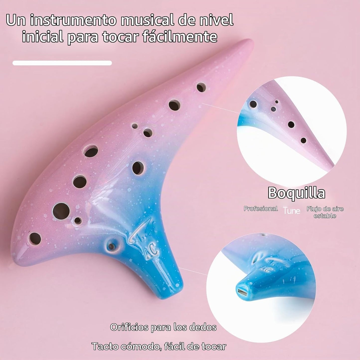 Ocarina \u201COcean Notes\u201D de 12 agujeros, forma de batata, ce...