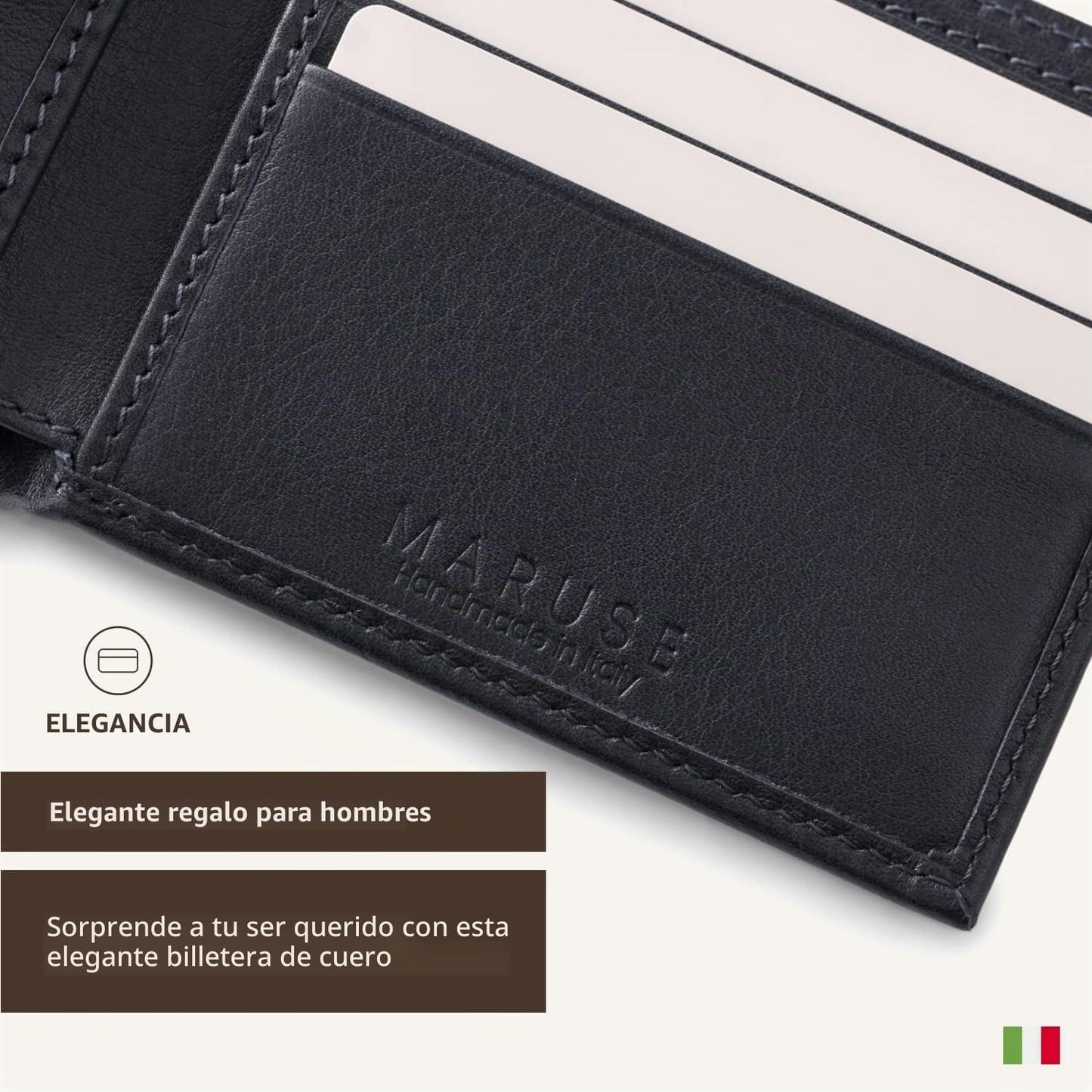 Maruse Billetera plegable para hombre \u2013 Cartera delgada de cue...