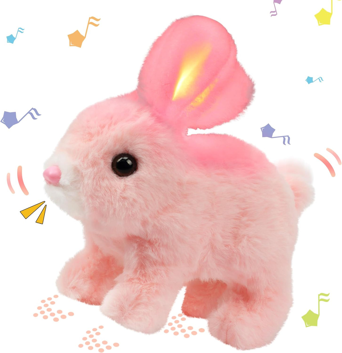 Hopearl Conejo saltarín con orejas LED interactivas, mascota electr...
