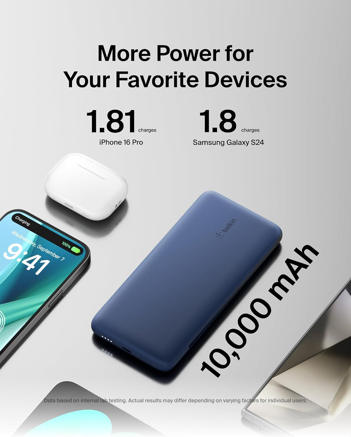 Belkin Banco portátil del poder del cargador de 10K 23W, cables int...