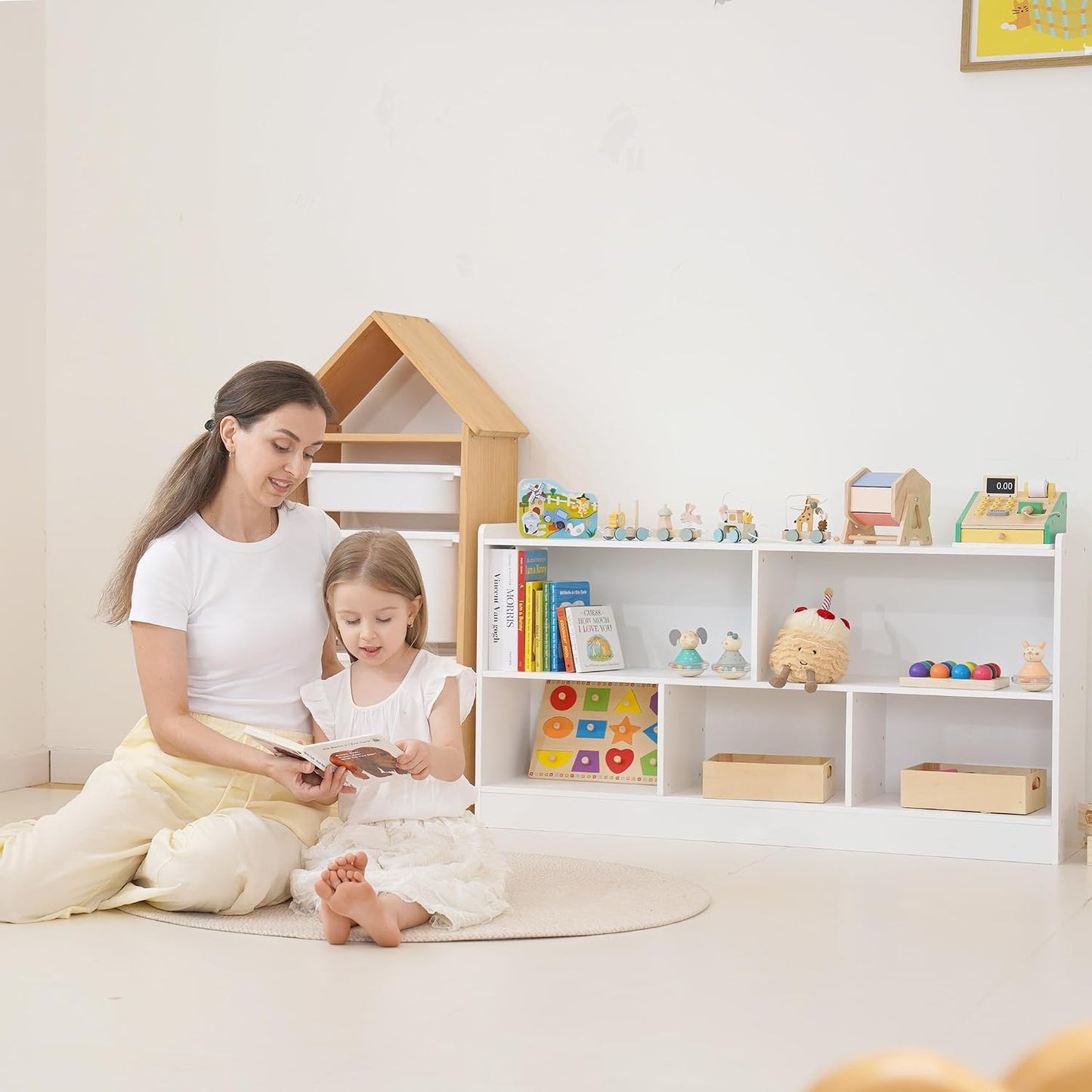 Leeshyah Estante de madera para juguetes de 5 secciones para niños,...