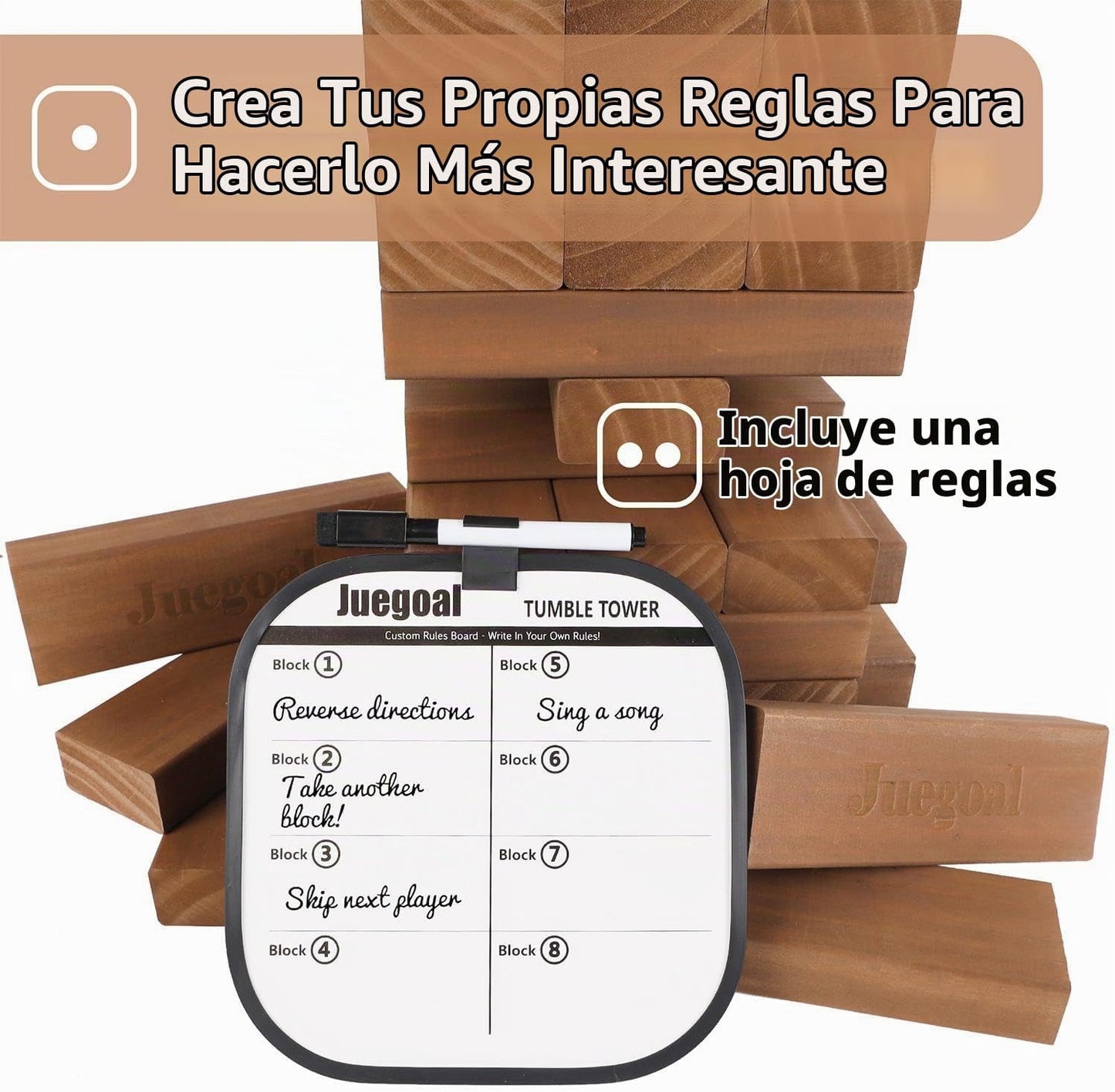 Juegoal Torre Gigante de Tumble de 54 Piezas Marrón para Adultos, N...