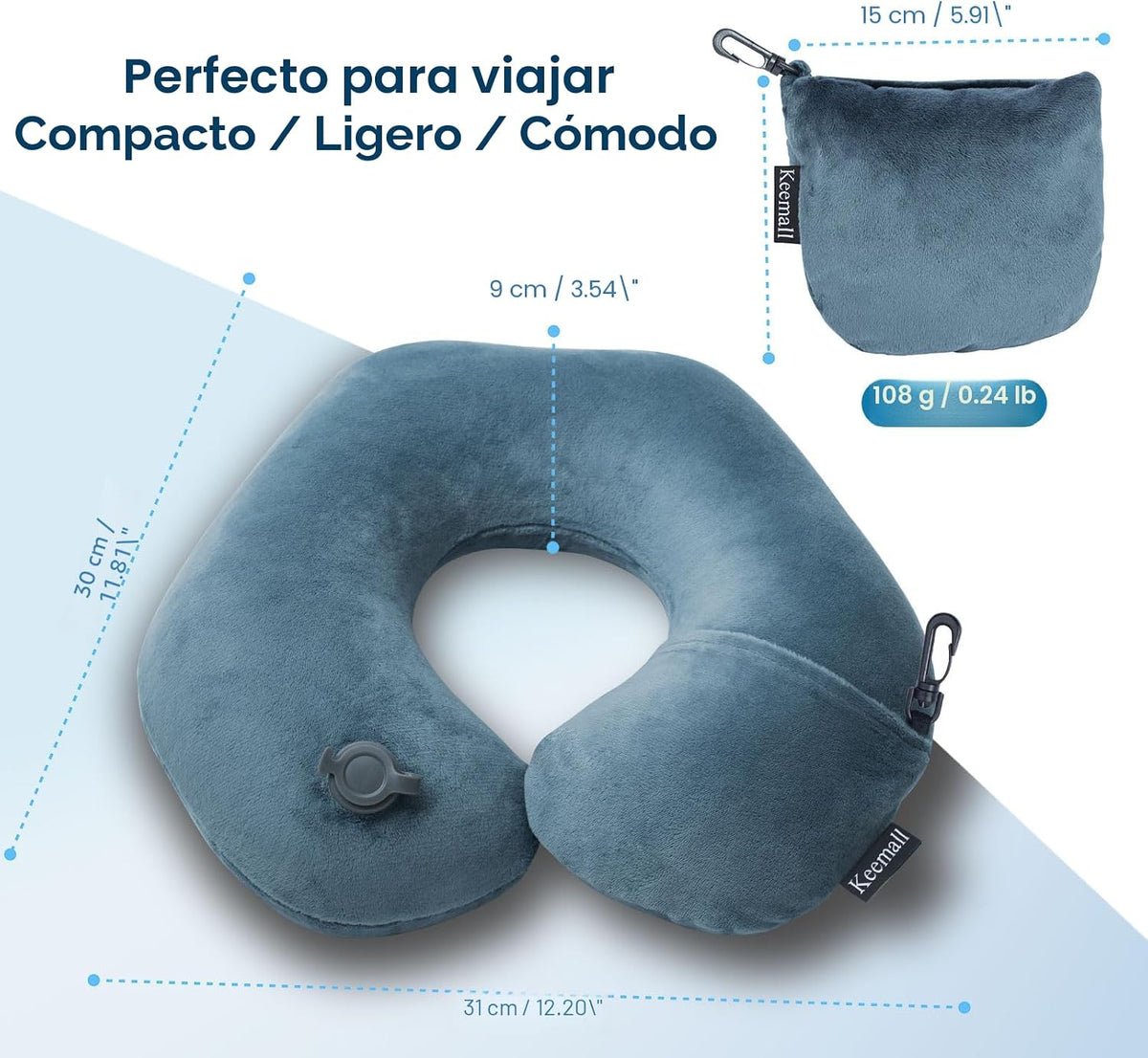 Keemall Almohada Hinchable de Viaje para Cuello en Forma de U, Almo...