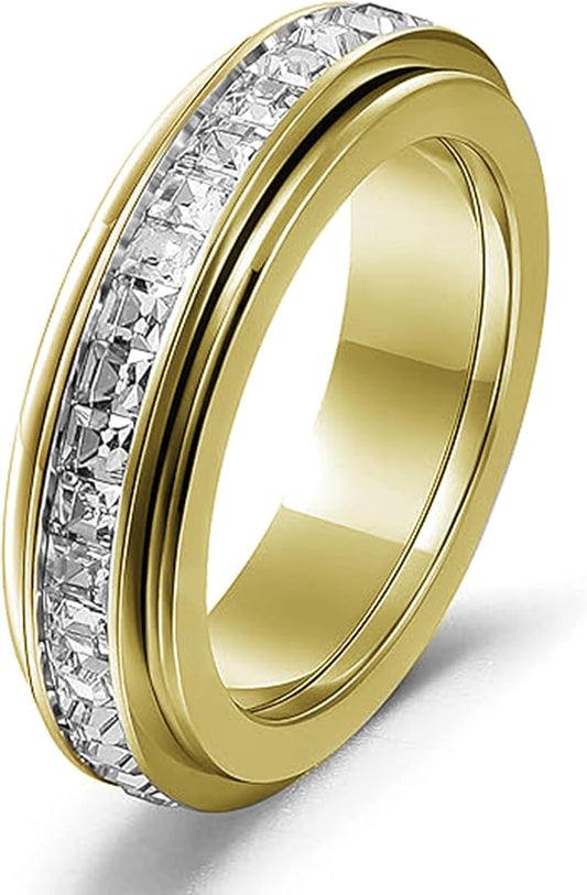 366DAYS Anillos de ansiedad para mujer Anillos de acero de titanio...