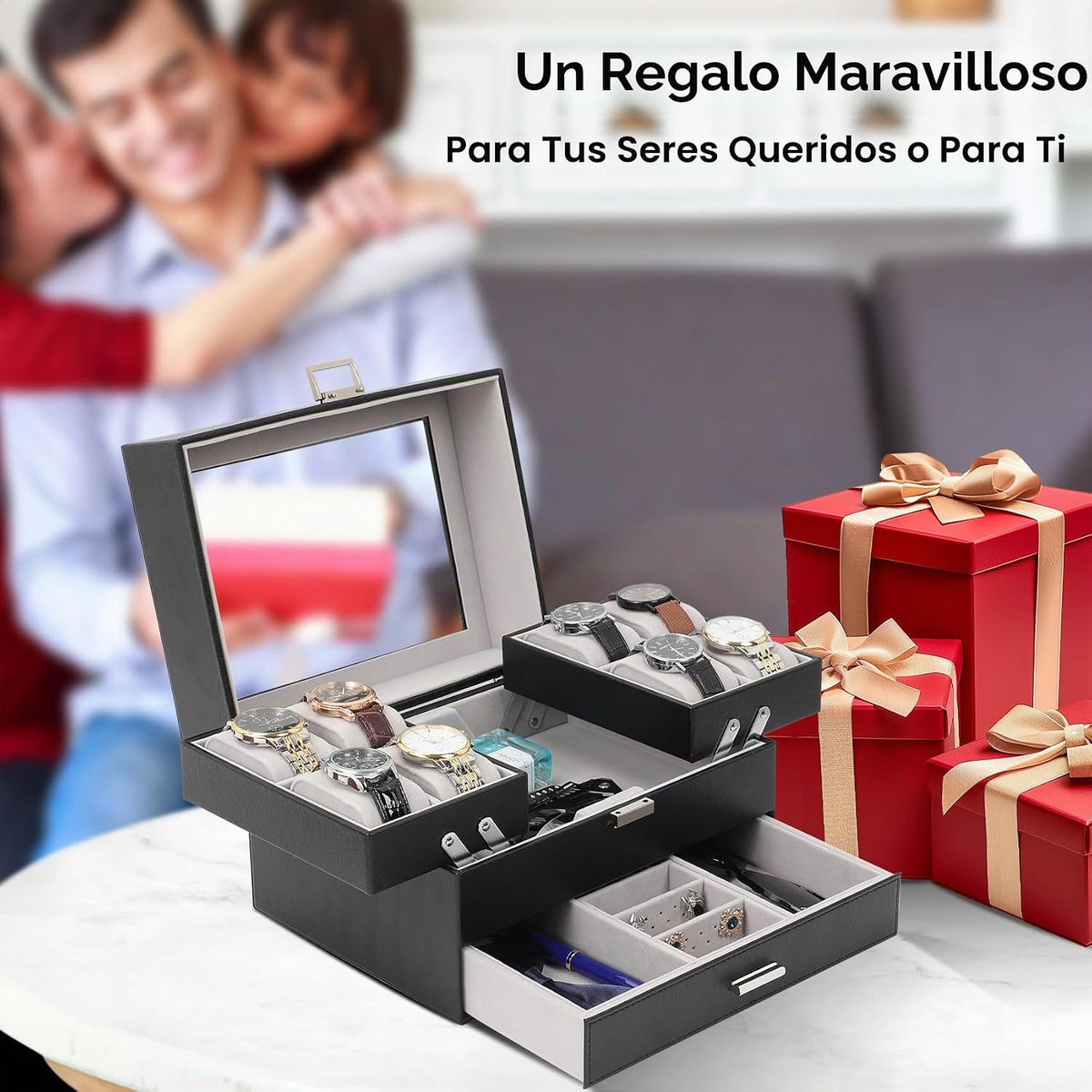 Dajasan Caja de reloj, Caja de reloj para hombres, Caja de exhibici...