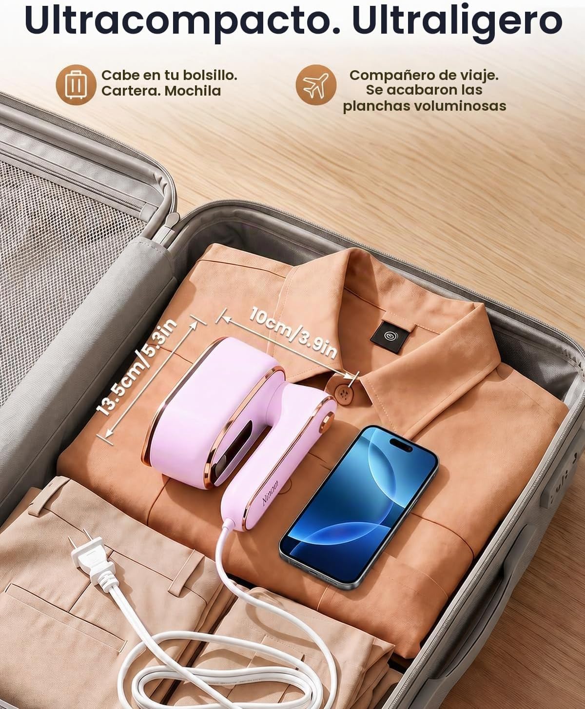 Vaporizador de hierro para ropa, vaporizador de ropa de viaje con m...