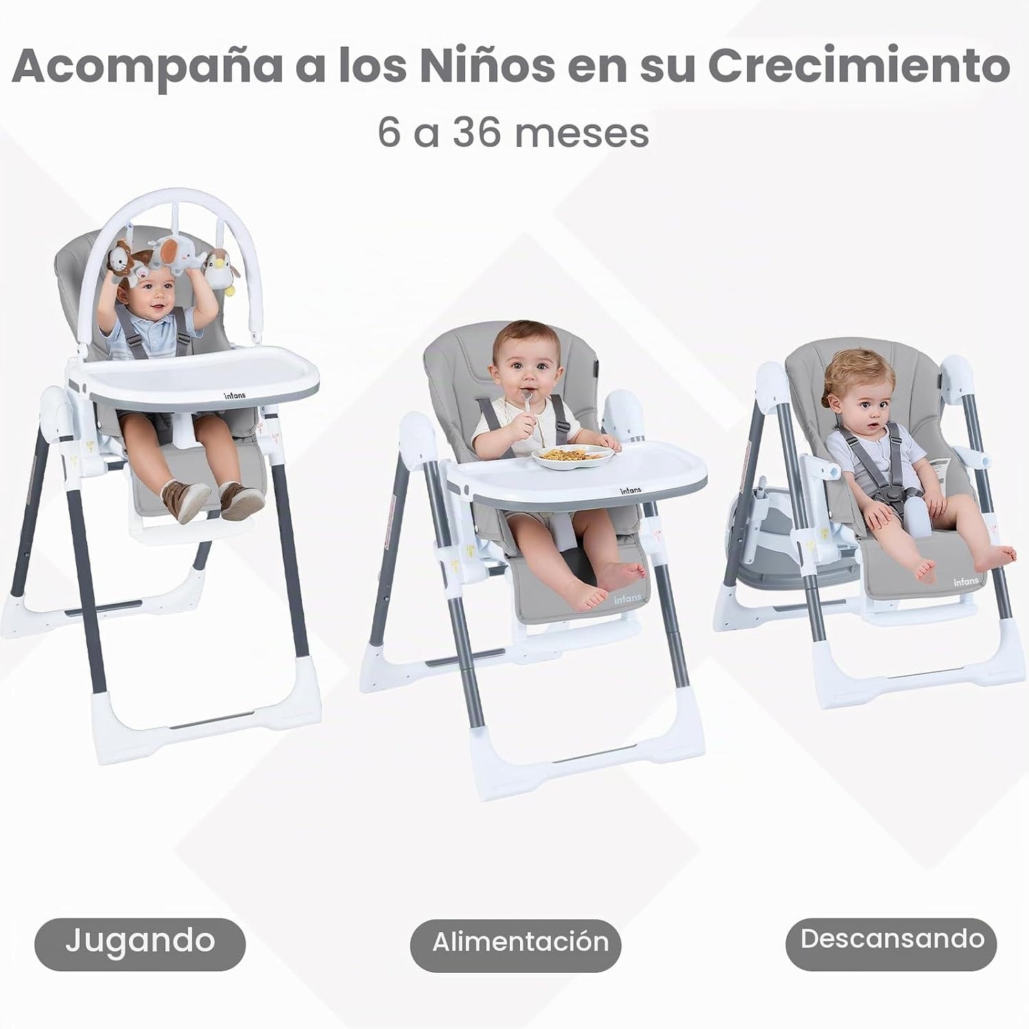 INFANS Silla alta para bebés y niños pequeños, silla alta plegable...