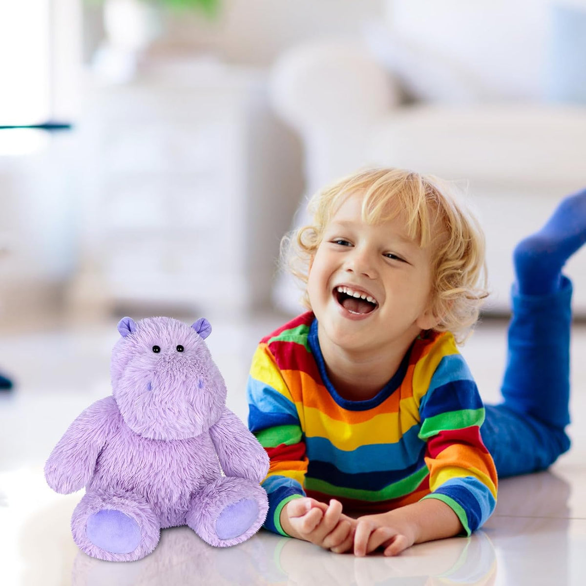 SuzziPals Hipopótamo púrpura de peluche, almohadillas térmicas para...
