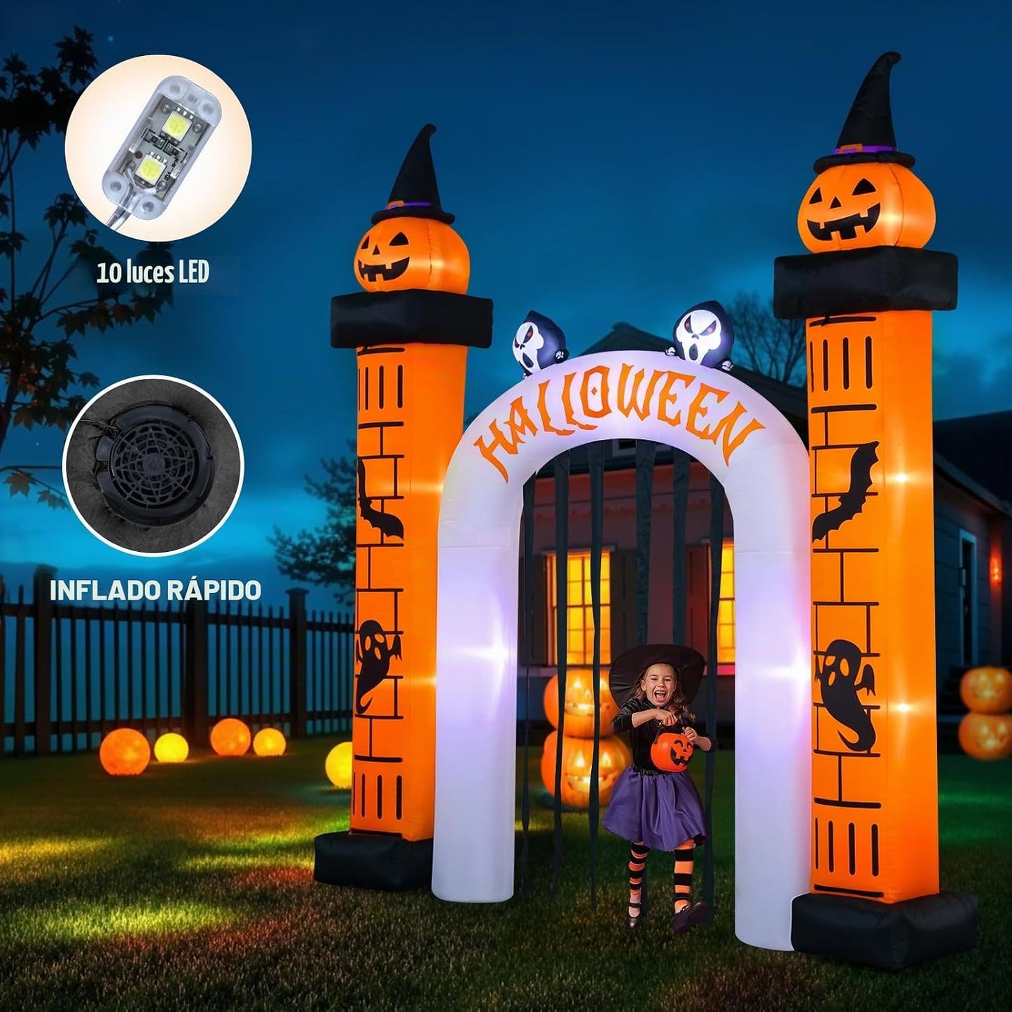 Arco inflable gigante de Halloween de 11 pies de alto x 10 pies de...
