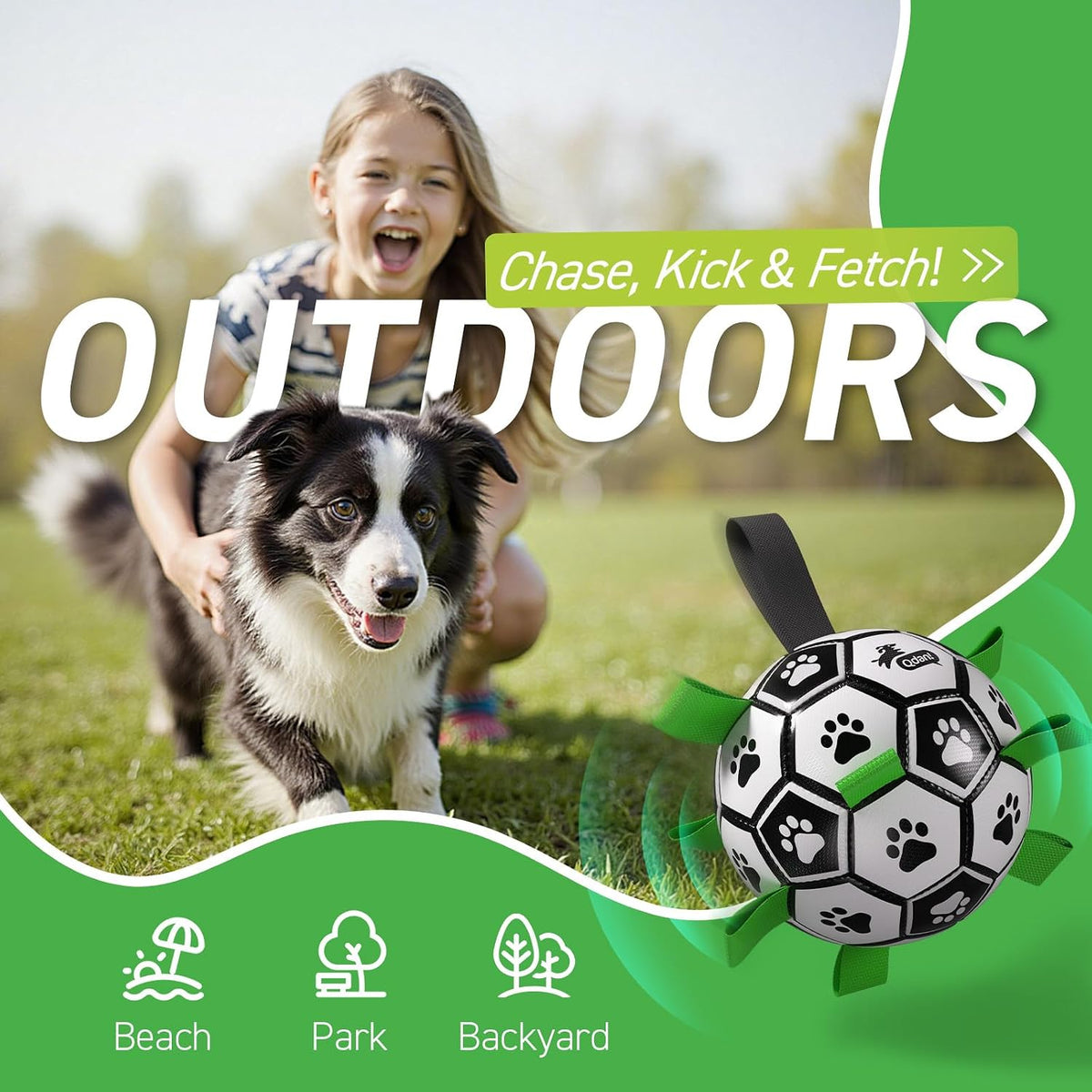 QDAN Pelotas de fútbol para perros con campana en el interior, pelo...