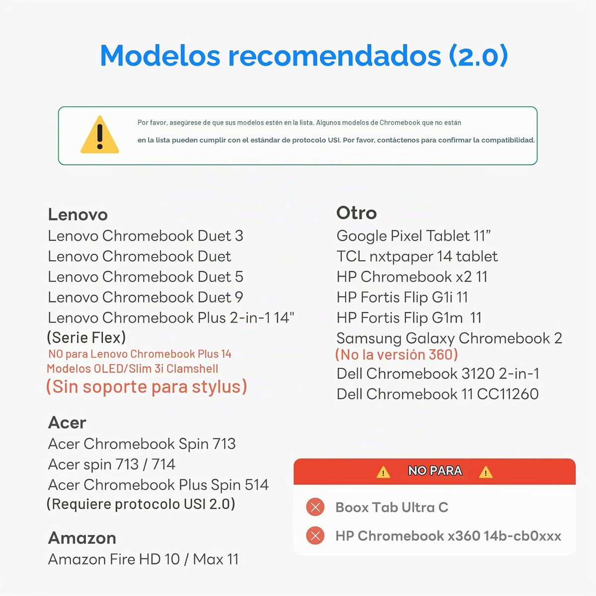 Penoval Lápiz óptico USI 2.0 Lite para modelo Chromebook y tableta...