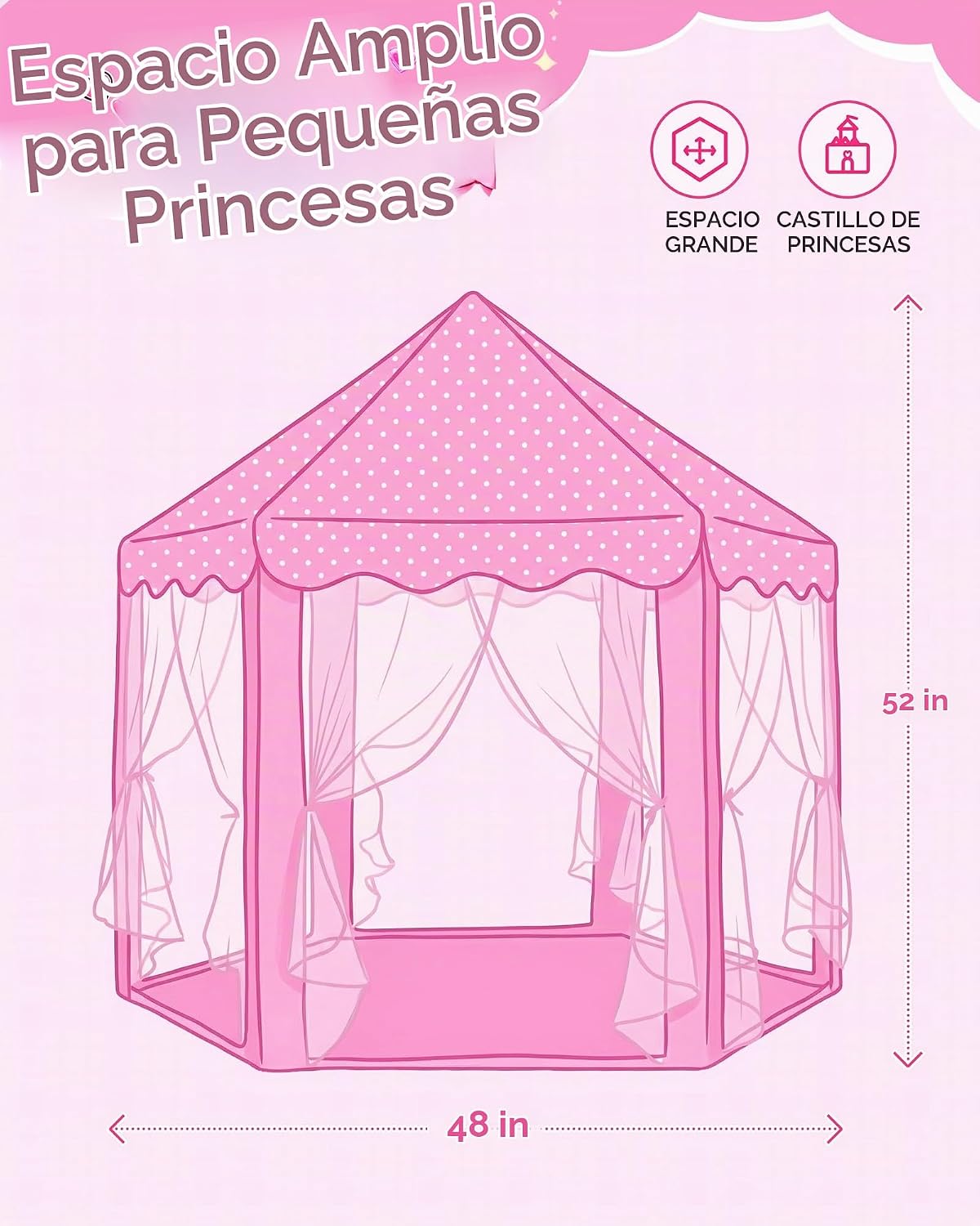 wilwolfer Tienda de campaña tipo castillo de princesa para niñas, t...