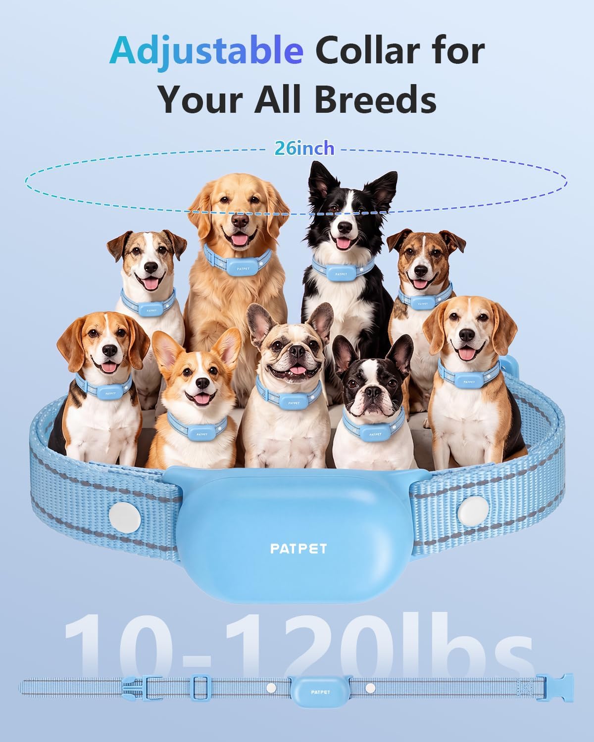 PATPET Collar de choque para perros (10 a 120 libras), collar de en...