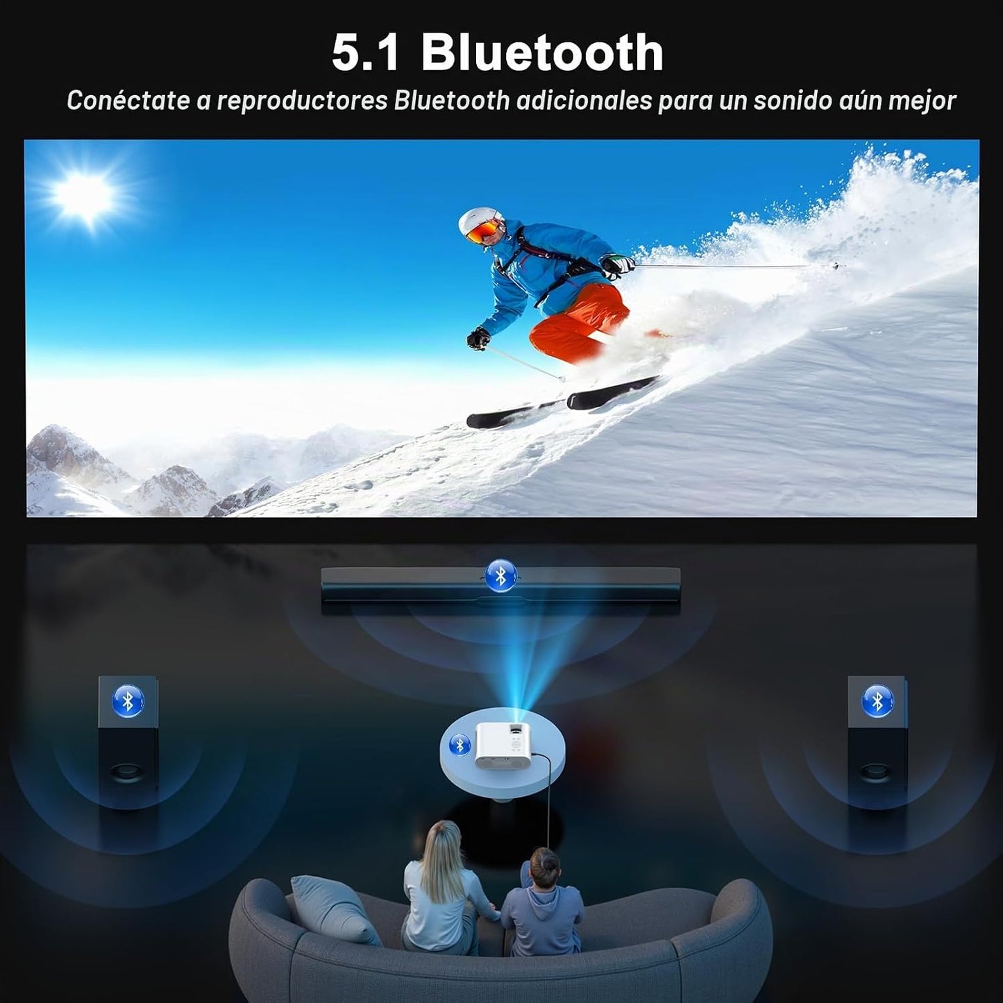 Proyector inteligente ANSI 1500, proyector HOMPOW 4K con WiFi y Blu...