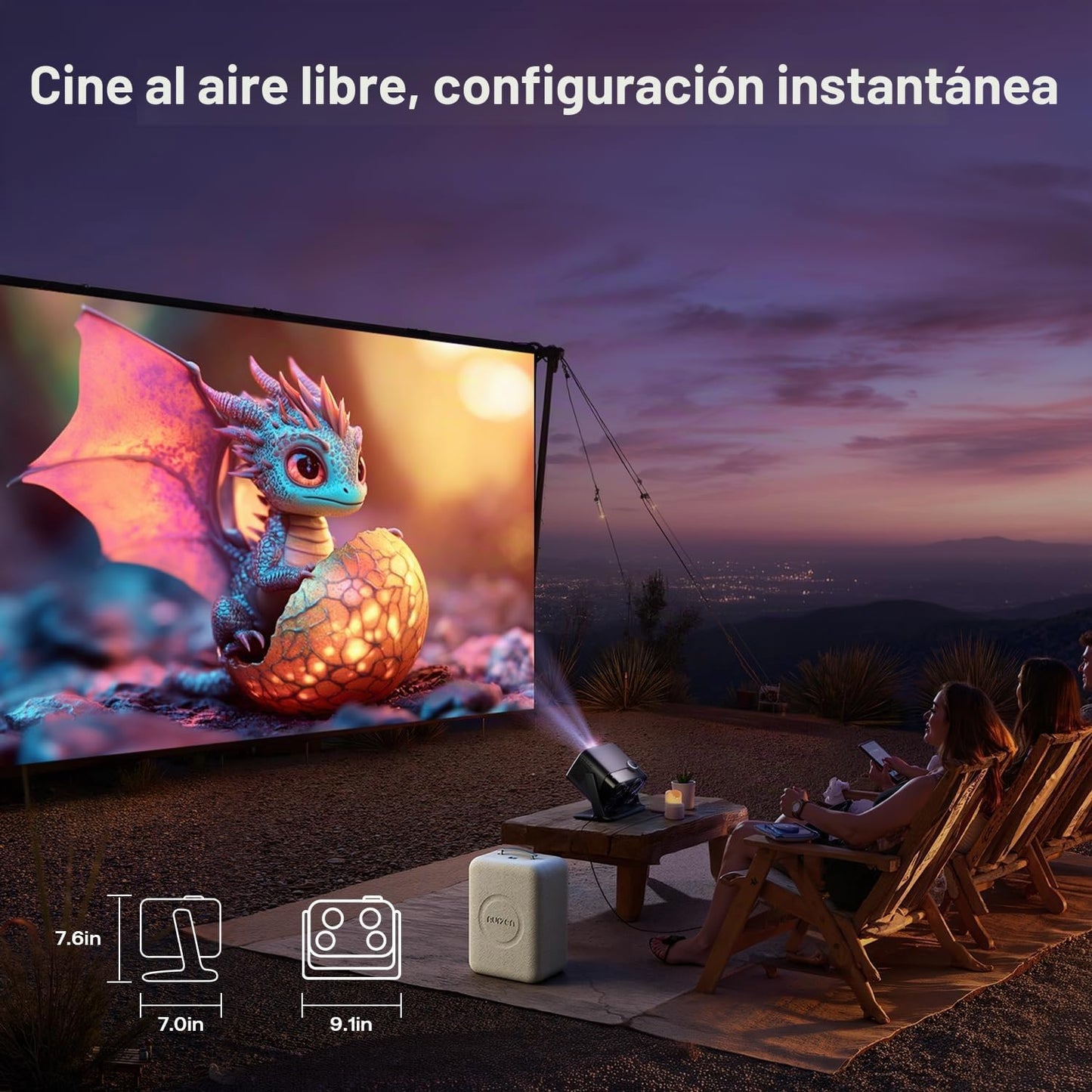 Aurzen BOOM - Mini proyector inteligente Google TV con WiFi y Bluet...