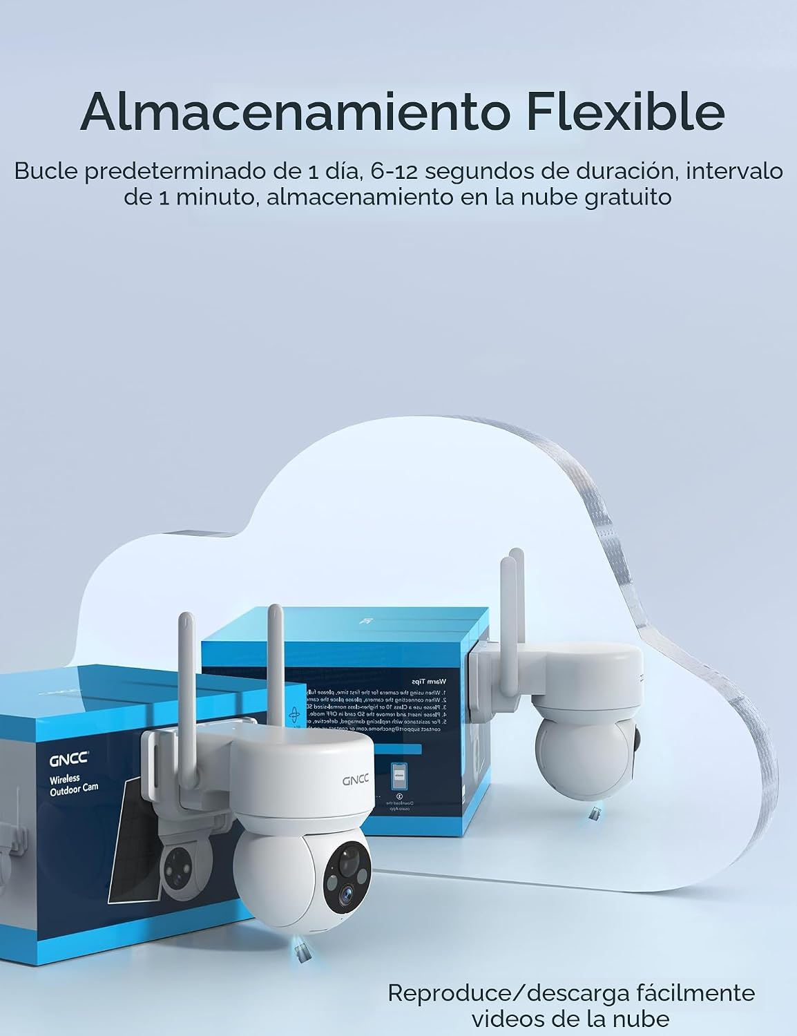 GNCC Cámaras de seguridad solares inalámbricas para exteriores, WiF...