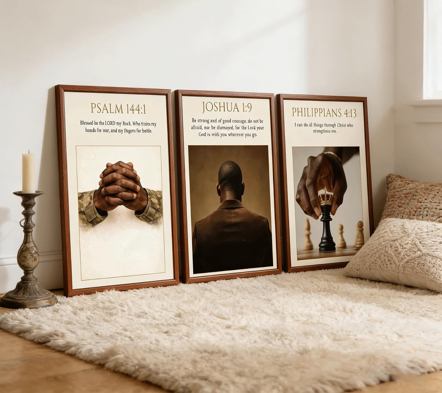 3 pósteres de lienzo cristiano de hombre negro para pared, impresió...