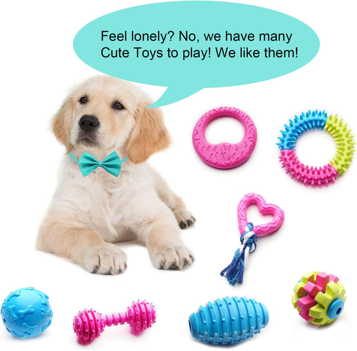 Juguetes masticables para cachorros para dentición, paquete de 17 j...