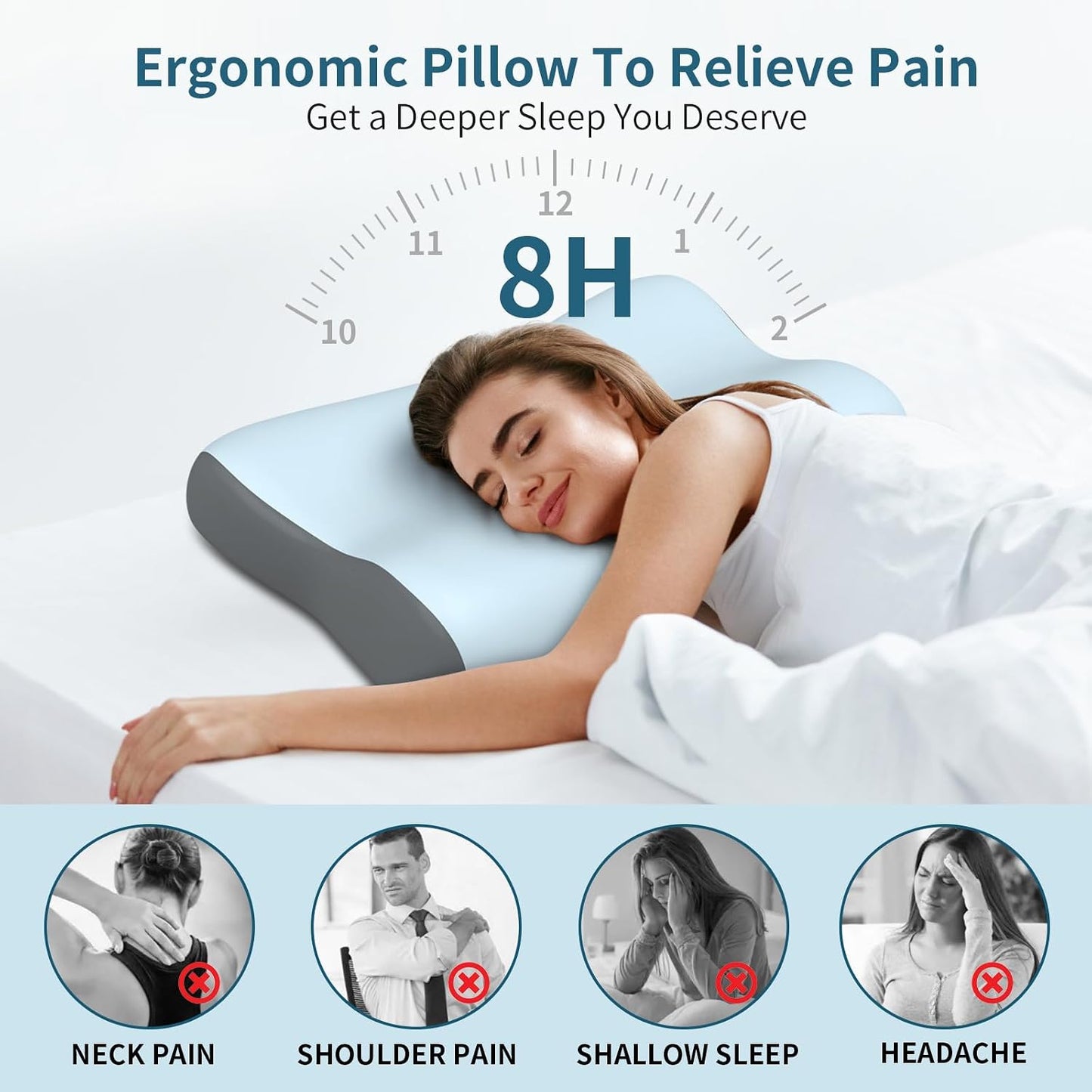 Almohada cervical para el cuello, almohadas de espuma viscoelástica...