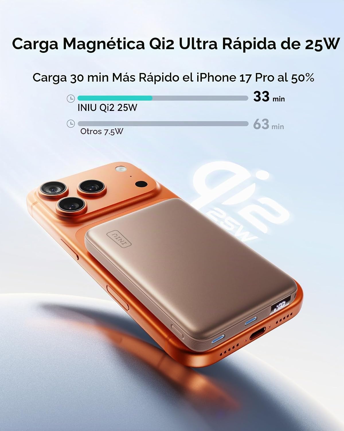 INIU Banco de energía más delgado para MagSafe, 10000 mAh Qi2.2 cer...
