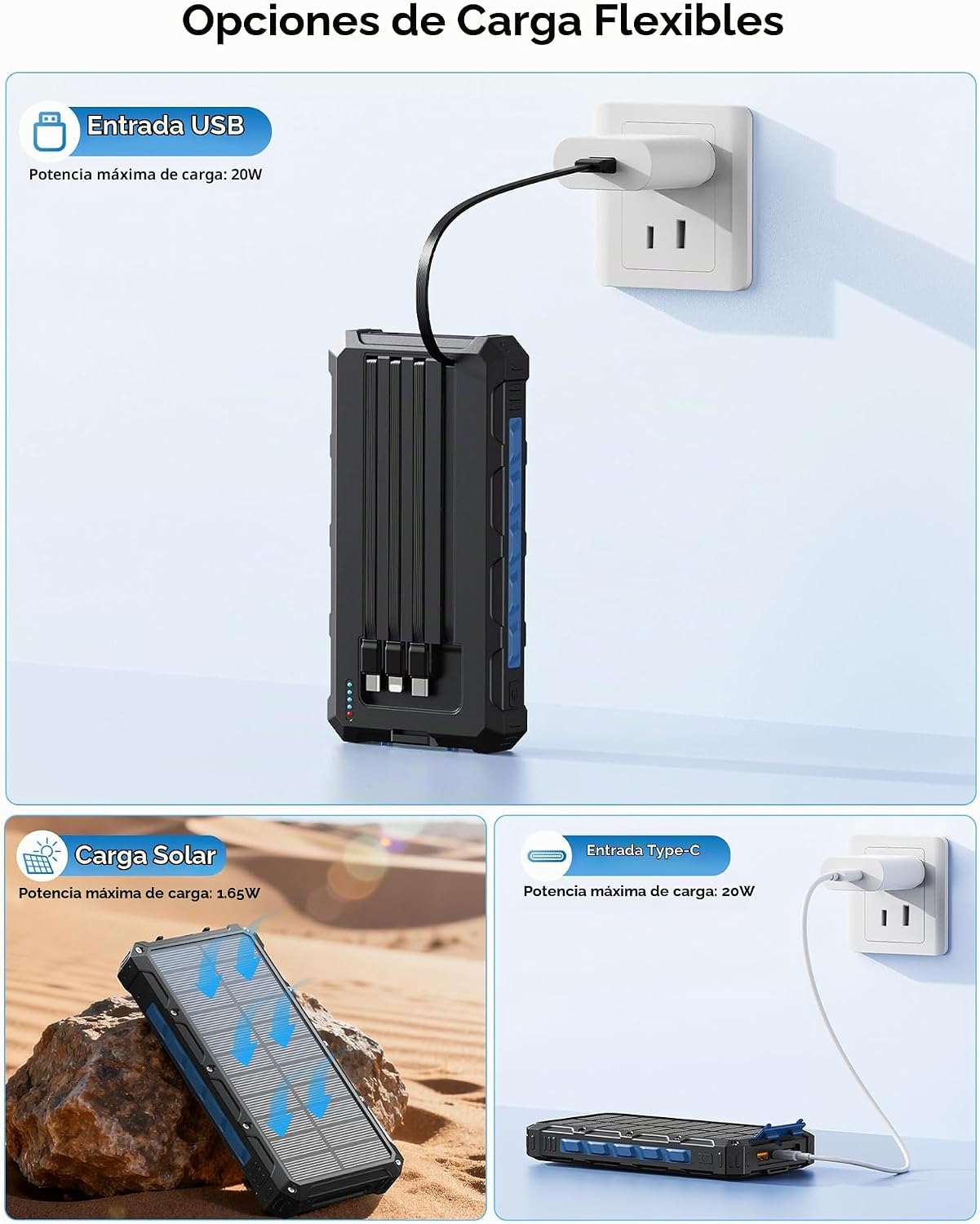 Cargador solar-banco de energía \u2013 Cargador de batería solar de...