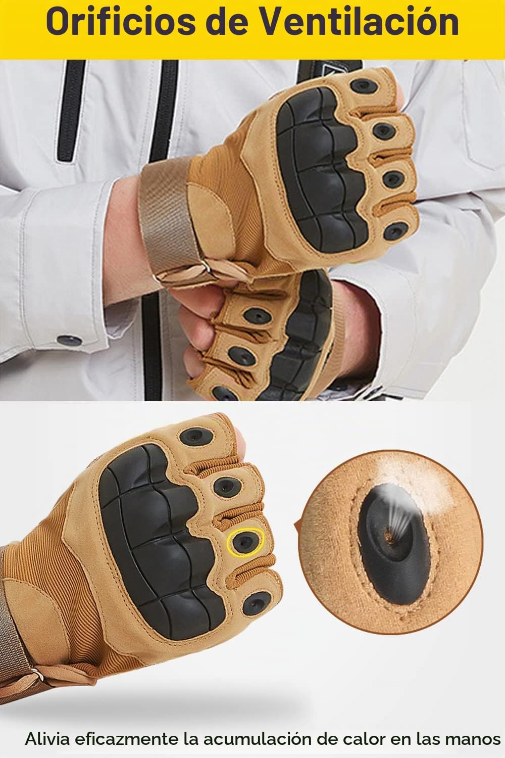 SUJAYU Guantes sin dedos al aire libre para hombres - Guantes para...