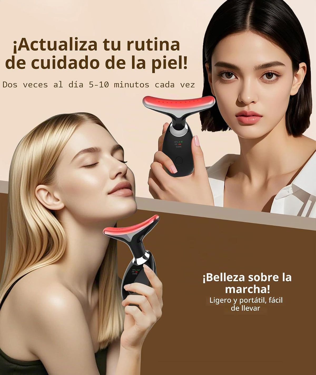 Jobazok Terapia de luz roja para cara y cuello, herramienta de masa...