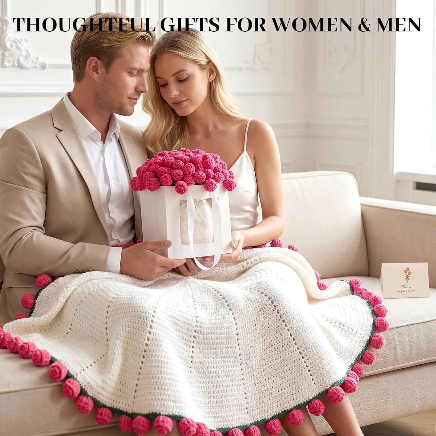 AISDE Manta de ramo de flores de ganchillo, regalos para mujeres, e...