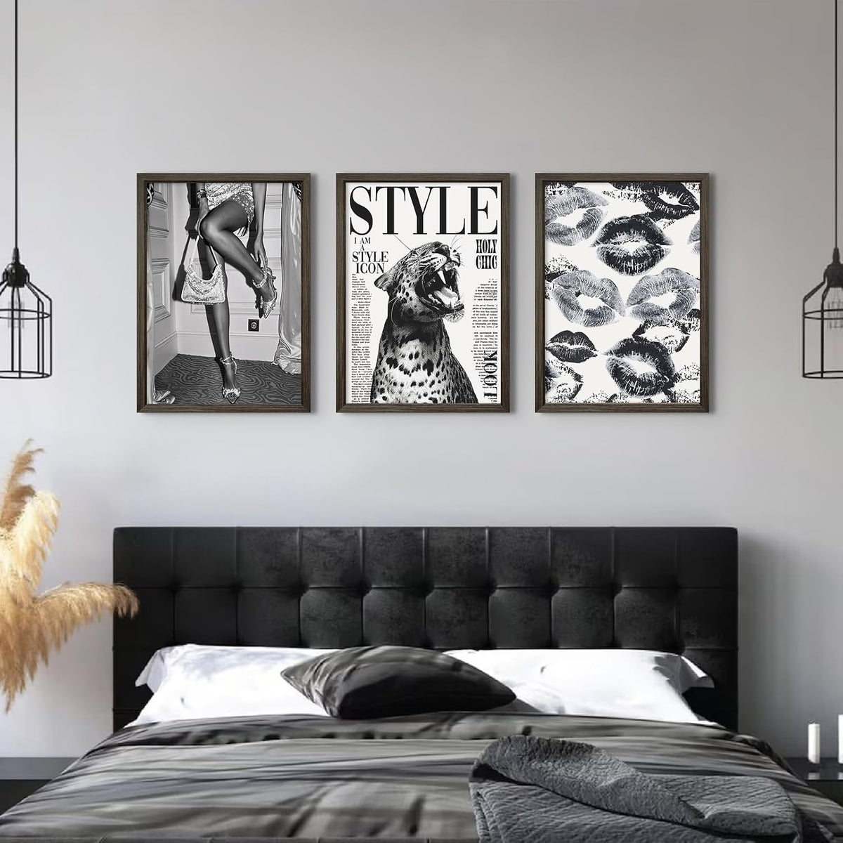 Arte de Pared de Leopardo de Moda Lienzo de Guepardo Blanco y Negro...