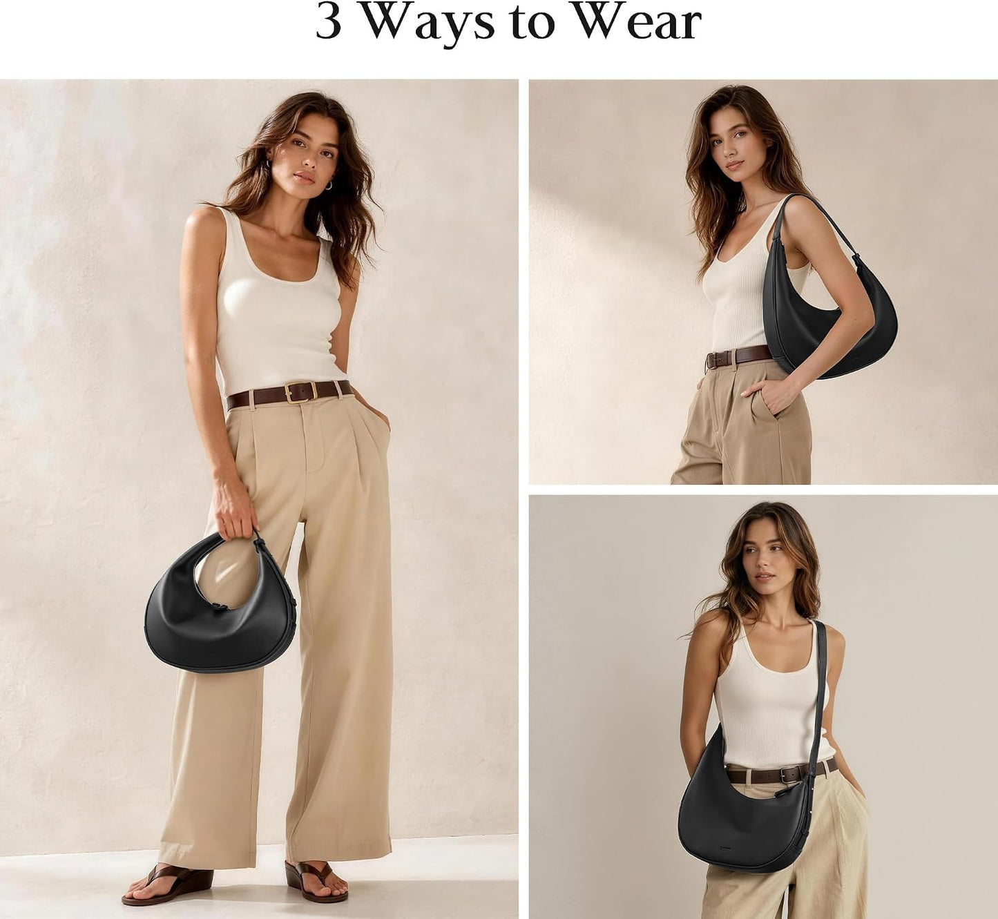 befen Bolsos estilo hobo de cuero genuino para mujer, bolsos cruzad...
