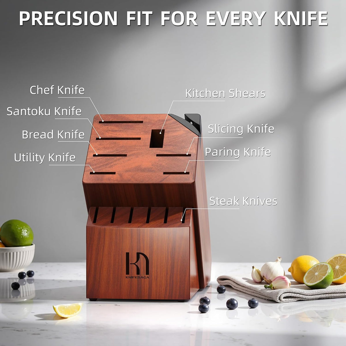 Juego de cuchillos KnifeSaga Premium, juego de 14 piezas de cuchill...