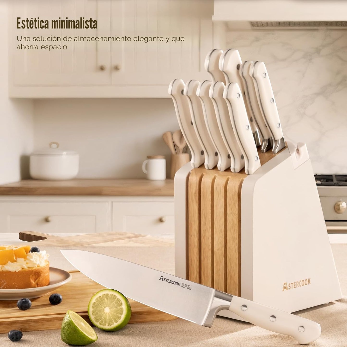 Juego de cuchillos Astercook, juego de cuchillos de cocina con bloq...