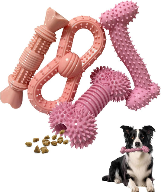 Cdyzqikm Paquete de 4 juguetes de dentición para perros, juguetes d...