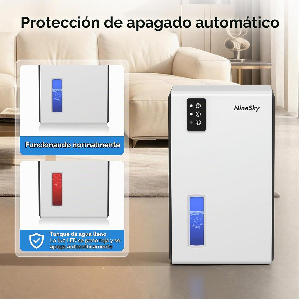 NineSky Deshumidificadores para el hogar, deshumidificador de 1000...