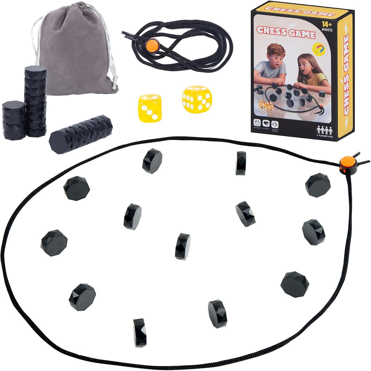 Juego de ajedrez magnético con 20 piedras y cuerdas de tamaño compl...