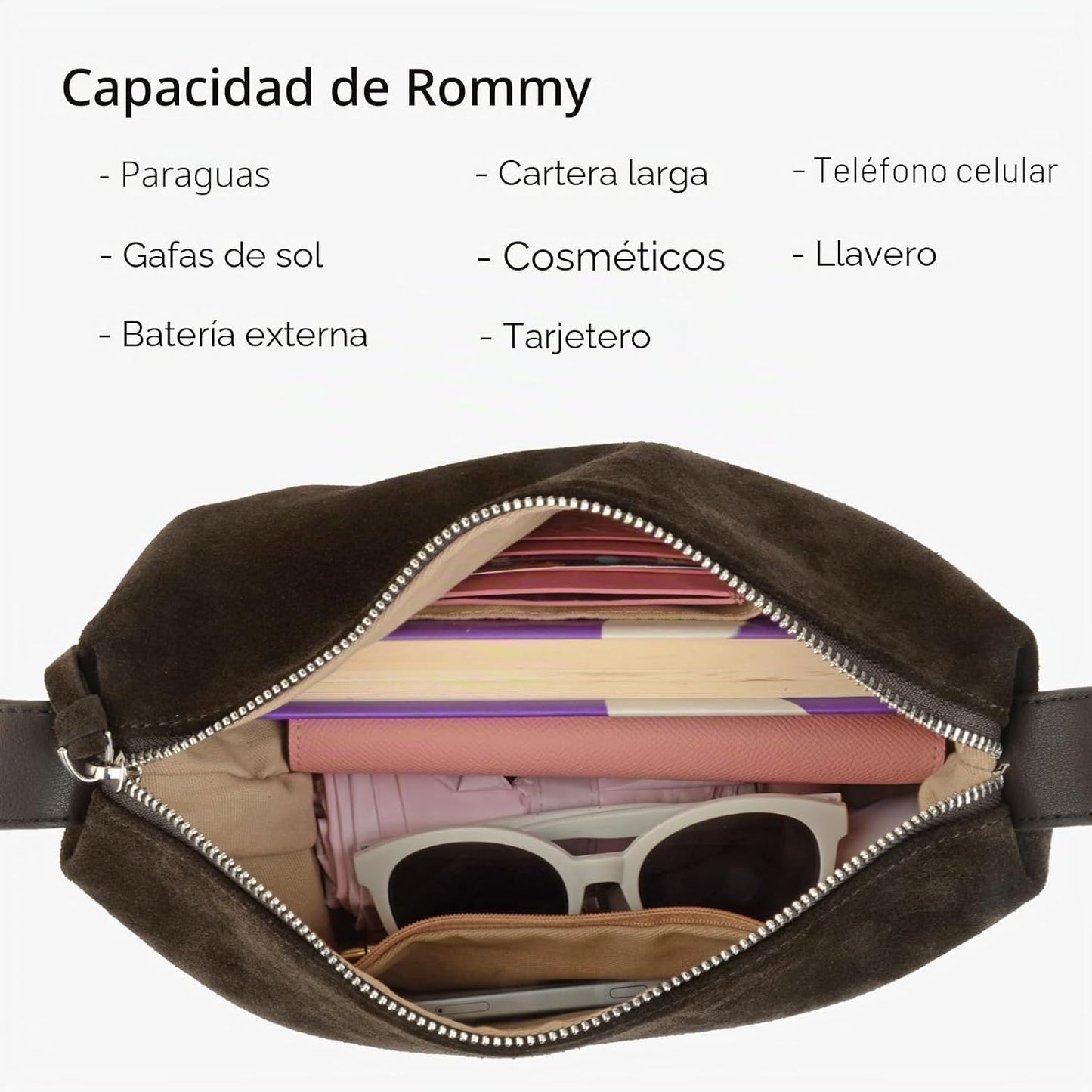 DONNAIN Bolsos cruzados de piel de ante premium para mujer y bolso...