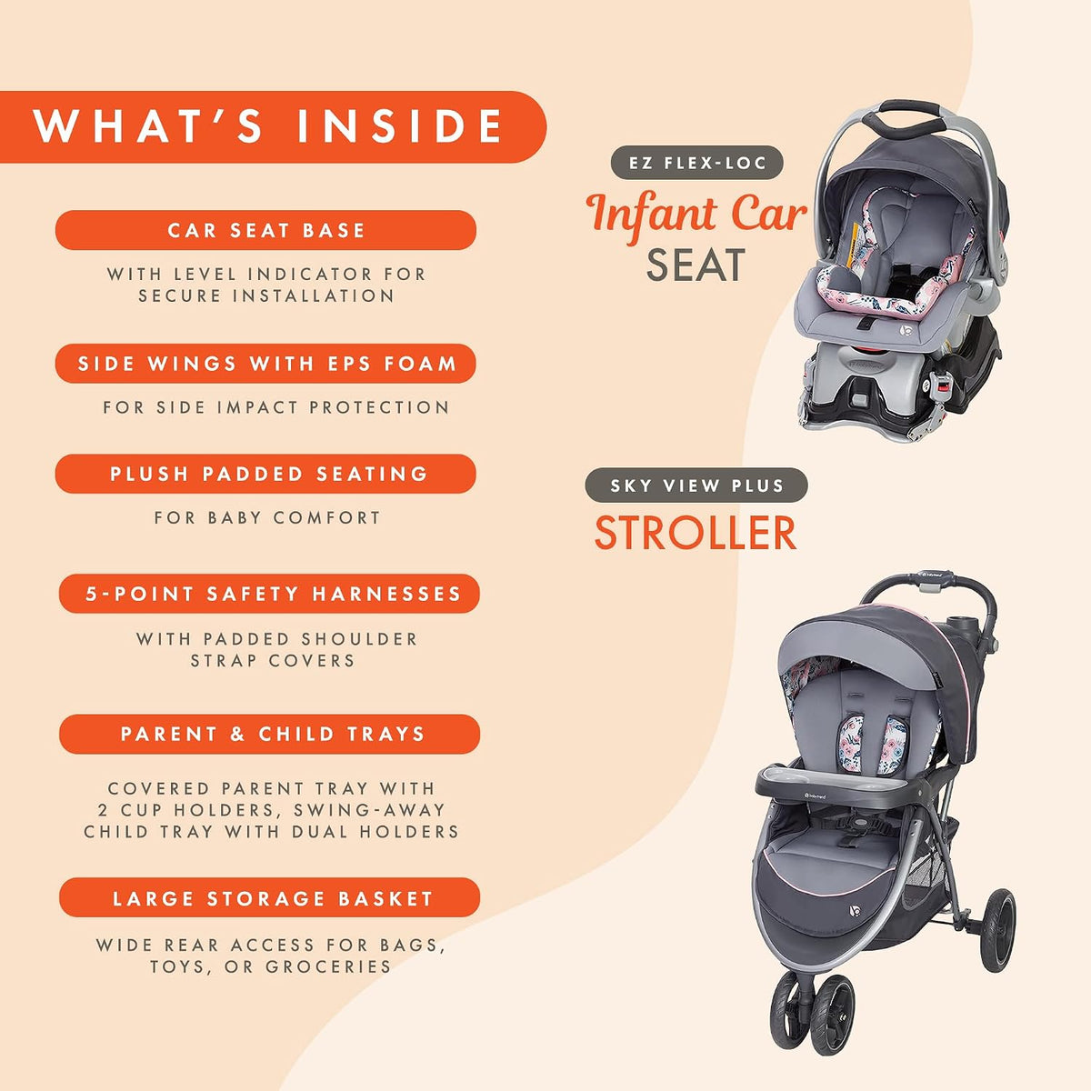 Baby Trend Skyview Plus - Sistema de viaje para bebé color Bluebell...