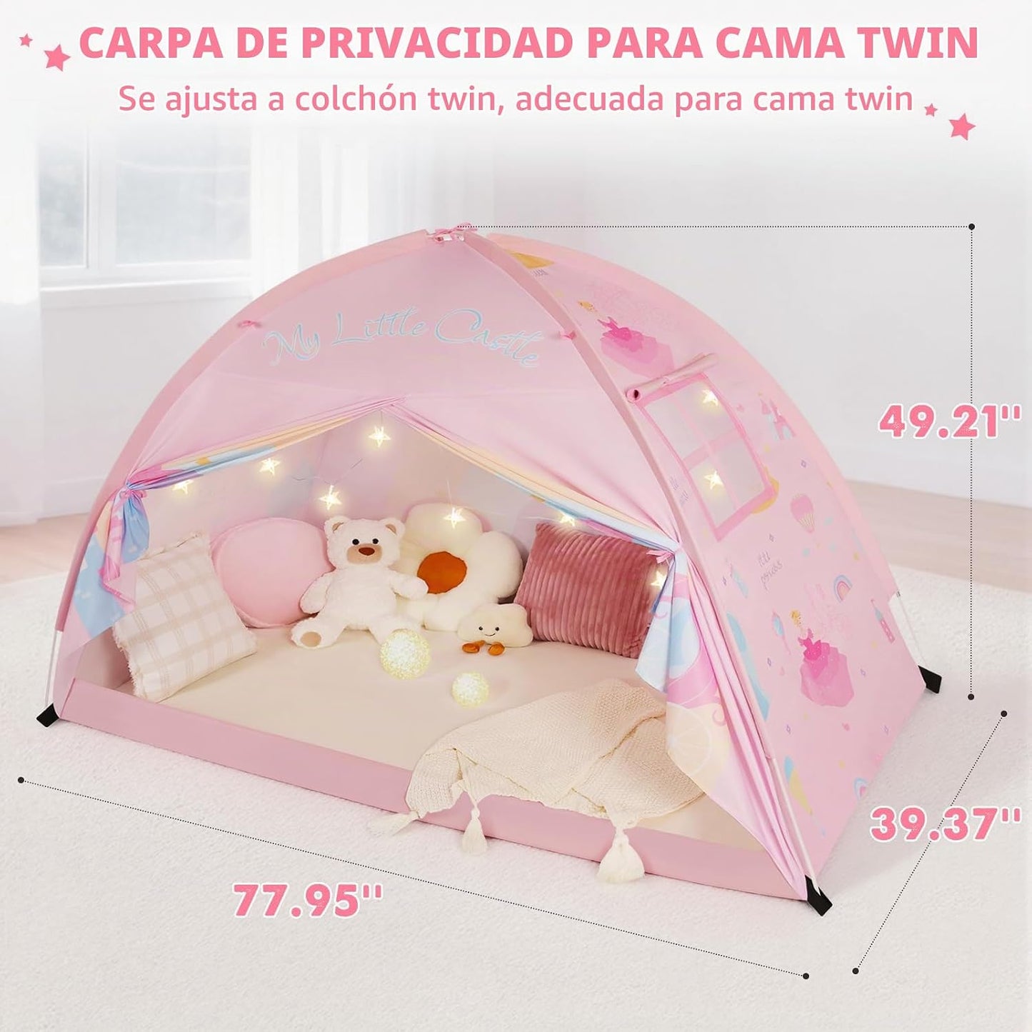 PIIKAGO Tienda de campaña de cama doble para niños, dosel de cama d...