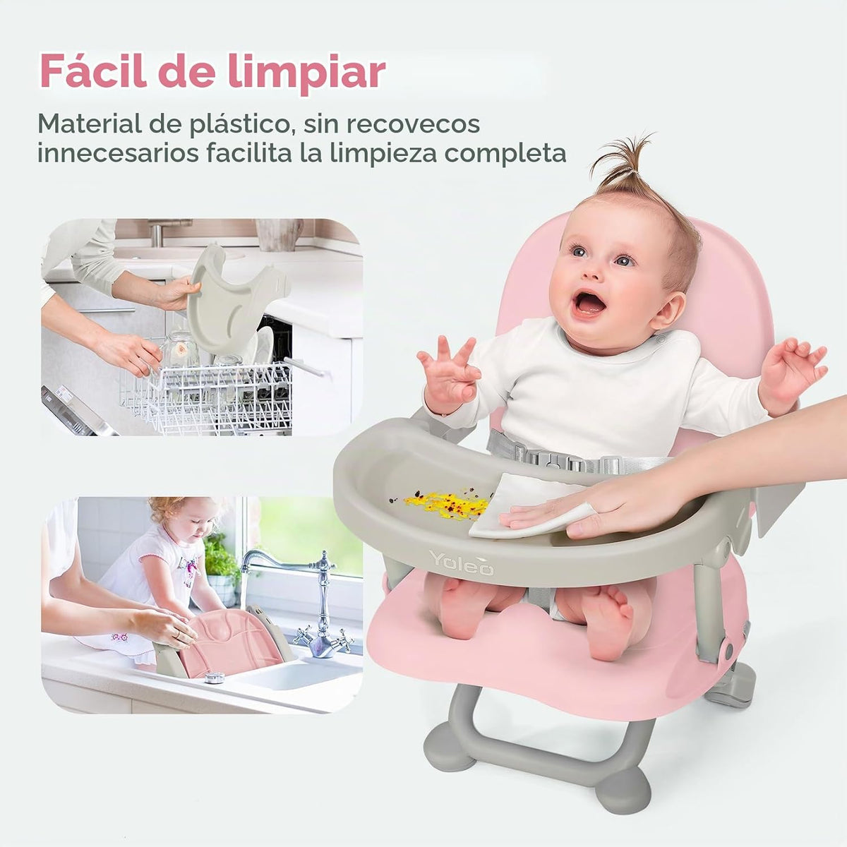 YOLEO Silla alta para bebé, asiento elevador para mesa de comedor,...