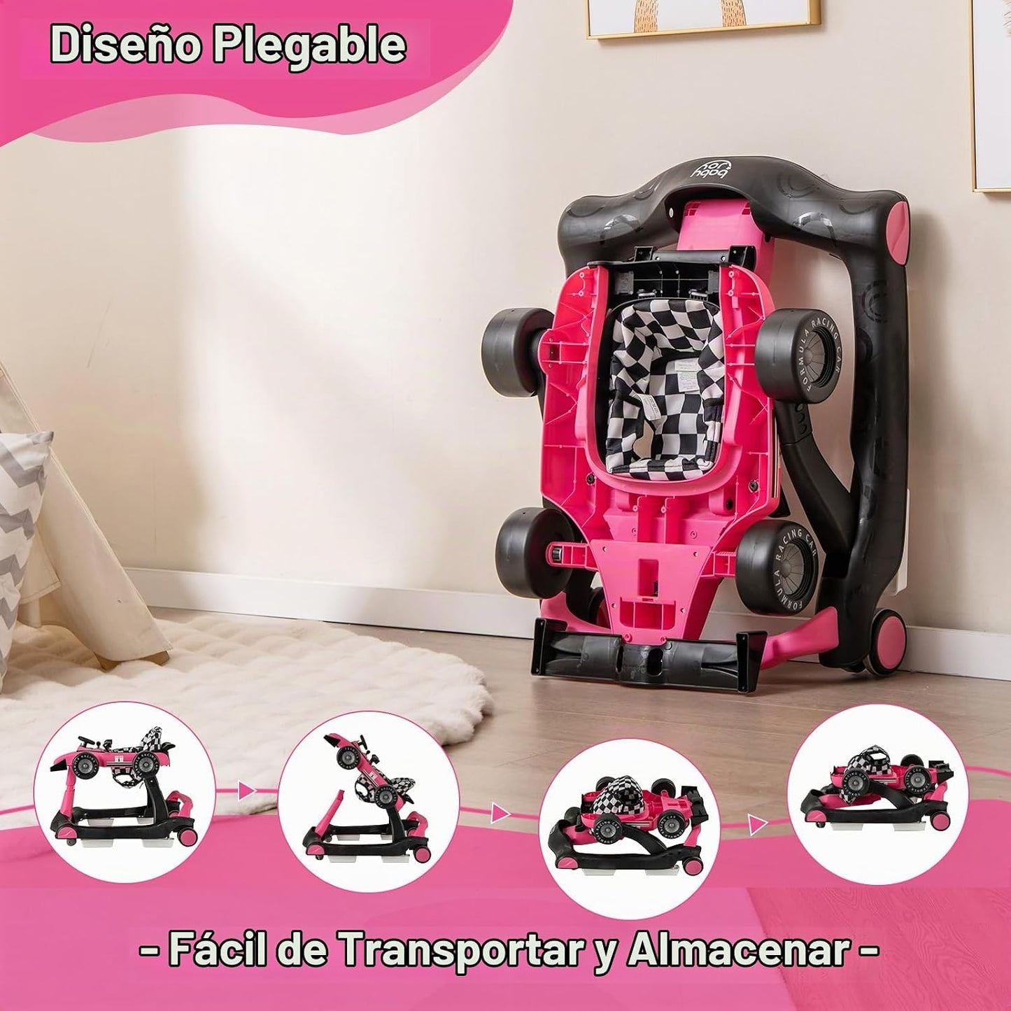 BABY JOY Andador de bebé 4 en 1, Andador de actividad plegable con...