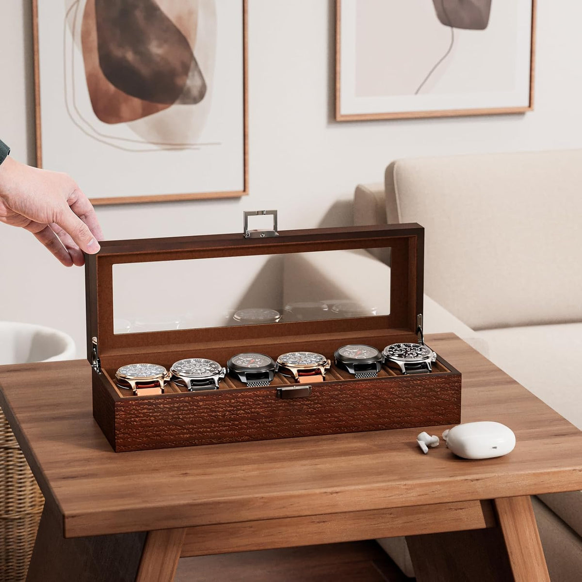 Caja de reloj de madera ProCase para hombres, organizador de caja d...