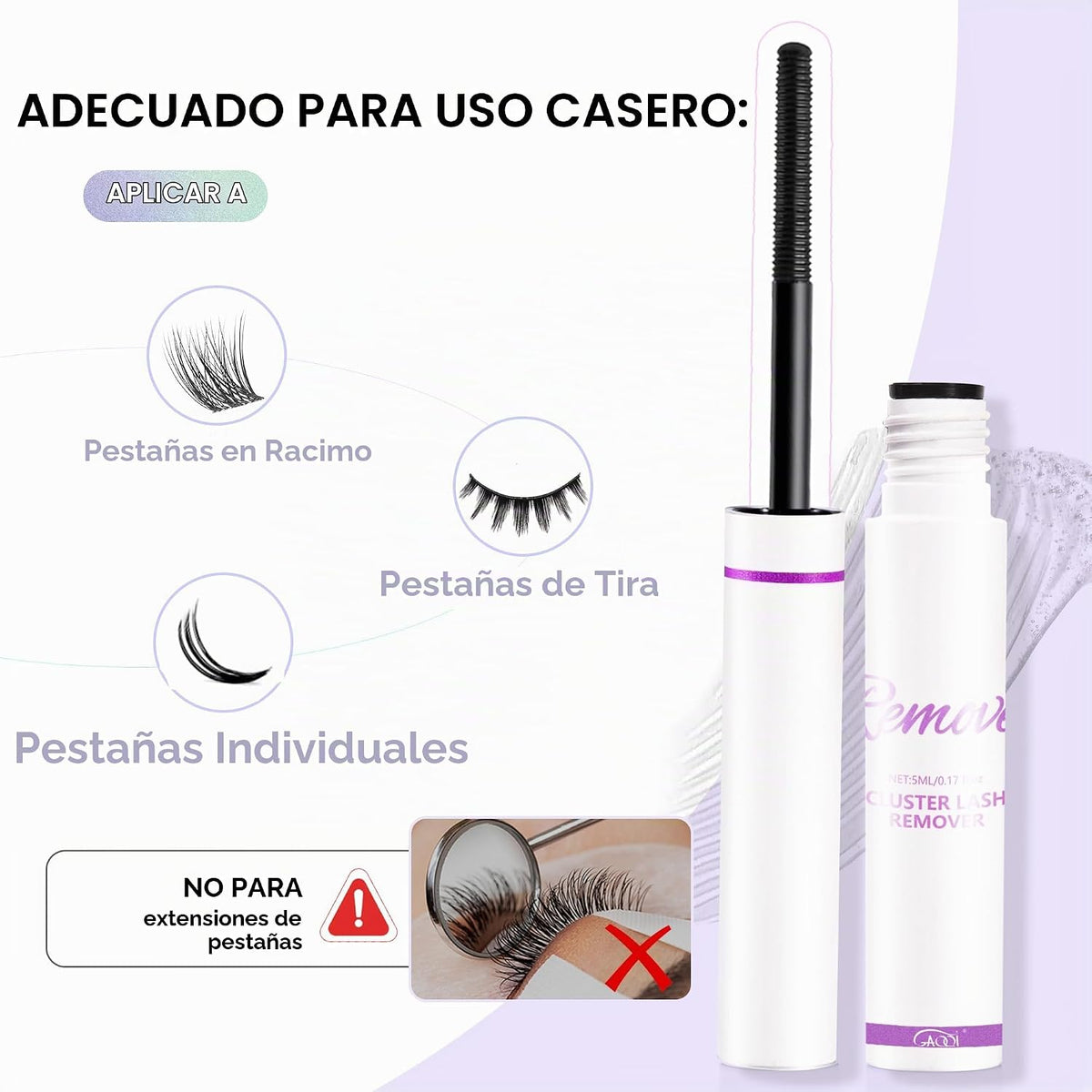 Removedor de pegamento de pestañas para racimos de pestañas, remove...