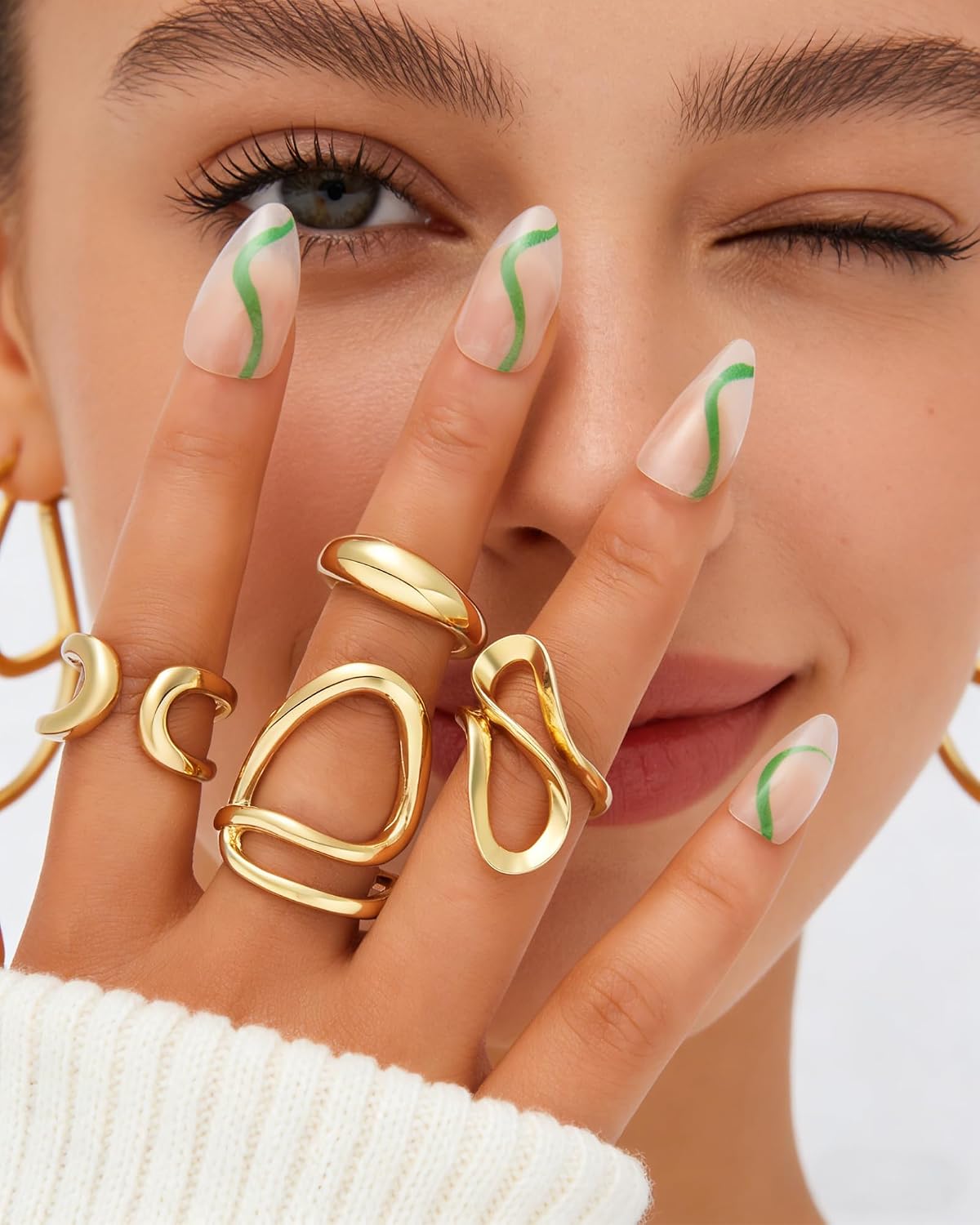 YEEZII Juego de 20 anillos dorados para mujer, anillos de dedo midi...