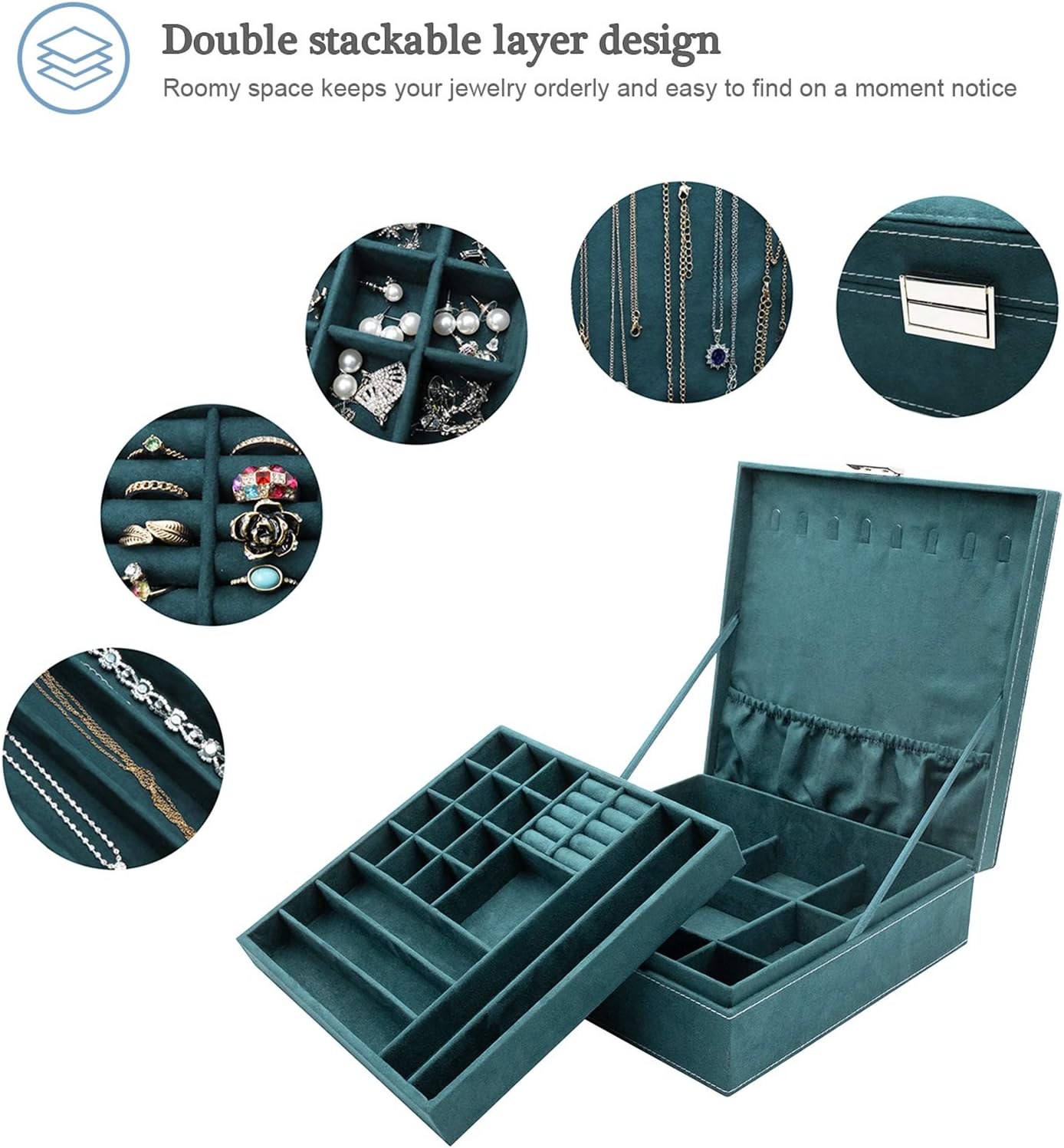 ProCase Organizador de joyería de terciopelo para mujer, estuche de...