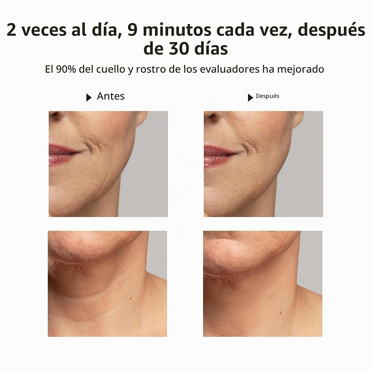 Masajeador facial, dispositivo de cuello de cara y luz roja con aju...