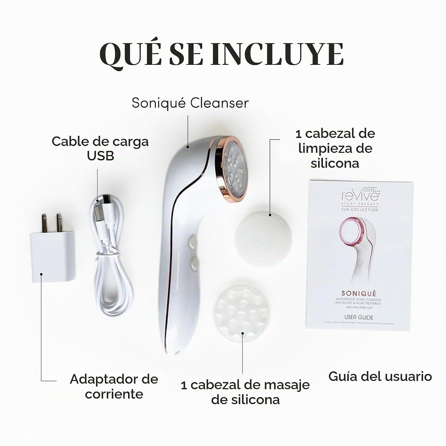 reVive Light Therapy Lux Collection Soniqué Limpiador, Cepillo Limp...