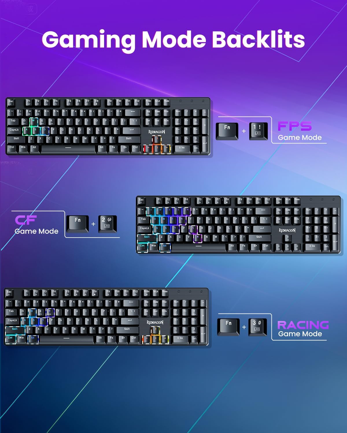 Redragon K671KS Teclado mecánico inalámbrico para juegos, teclado p...